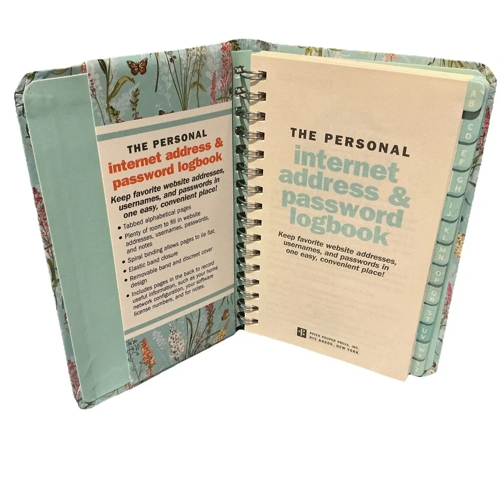 Blooms & Butterflies Internet Address & Password Logbook With Moveable‎ Marker